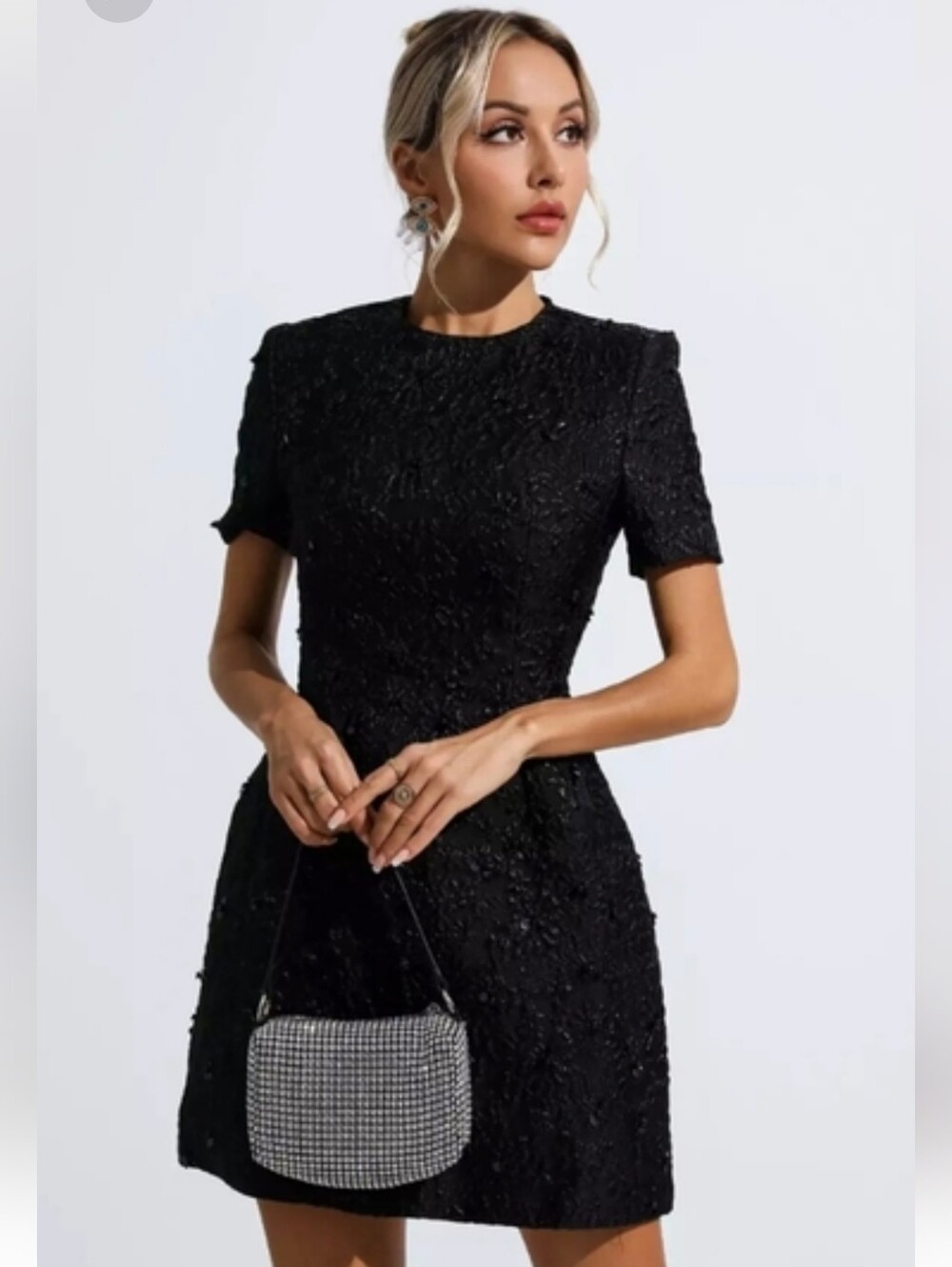 #220 NWT Catchall Astrid Black Jacquard Floral Mini Dress, XXL can Fit 10/L